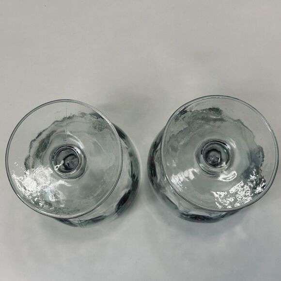 Bartlett Collins 16oz Thumbprint Glass Holly Berry 6" Goblets Set of 2 Christmas - Picture 7 of 10